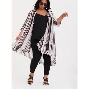 Torrid Chiffon Kimono Size M L Duster High Low 00 / 0 Striped Open Front